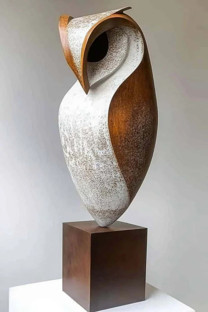 Elegant Owl Wooden Sculpture