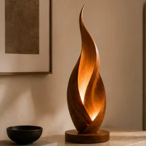 Flame Wooden Table Lamp