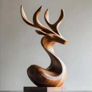 Abstract Deer Wooden Sculpture
