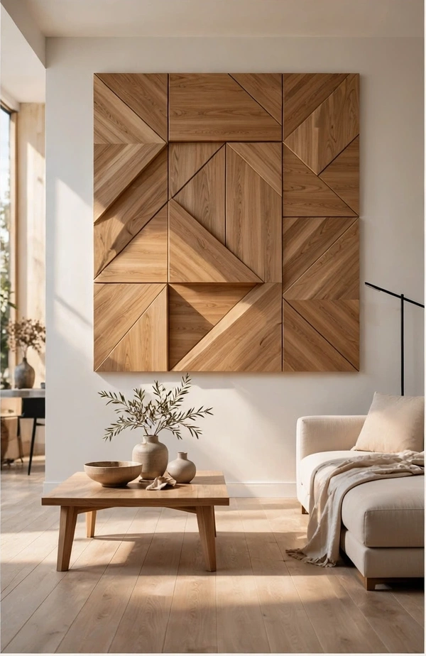 Geometric Wooden Wall Panel